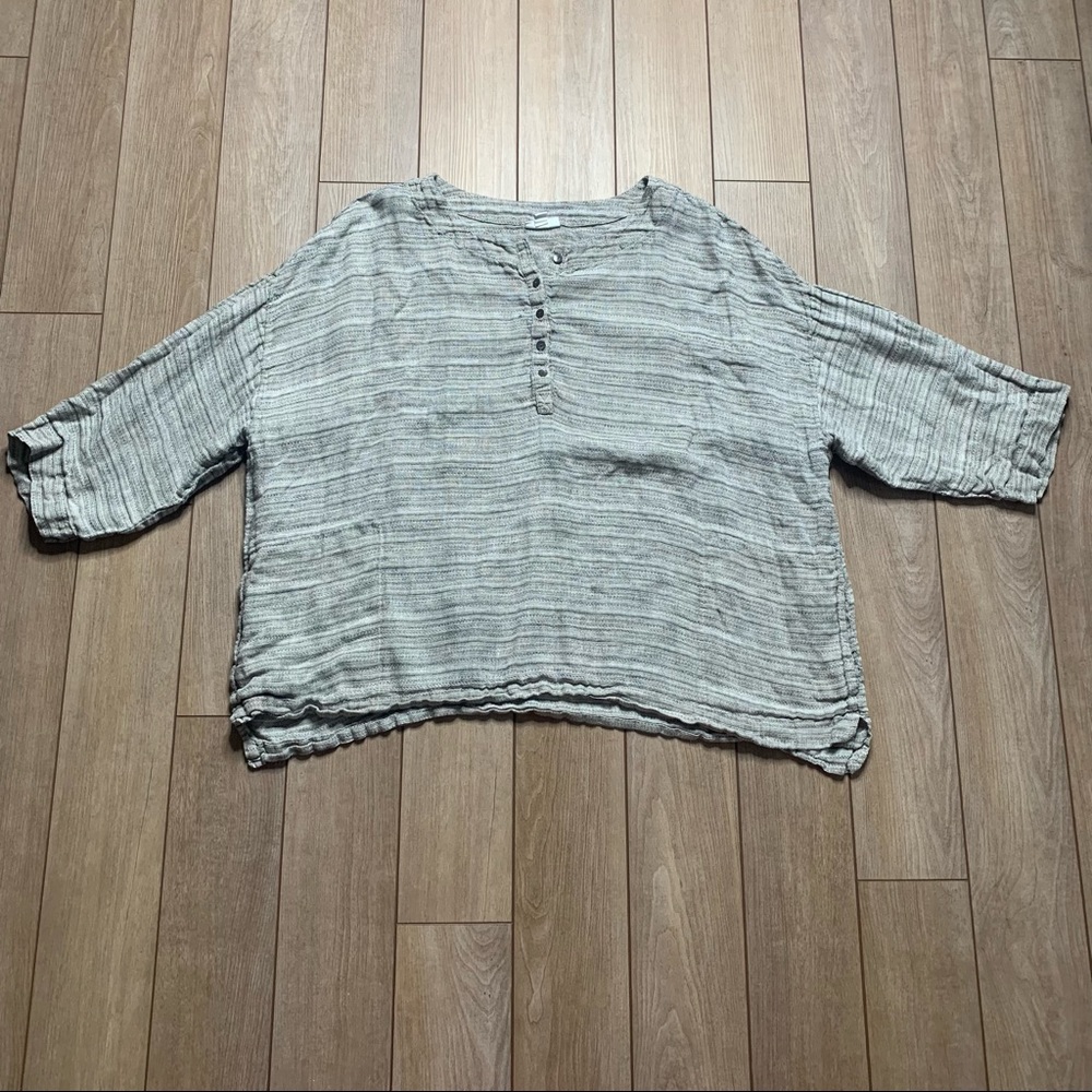 J. Jill Linen 3/4 Sleeve Box Top 3x